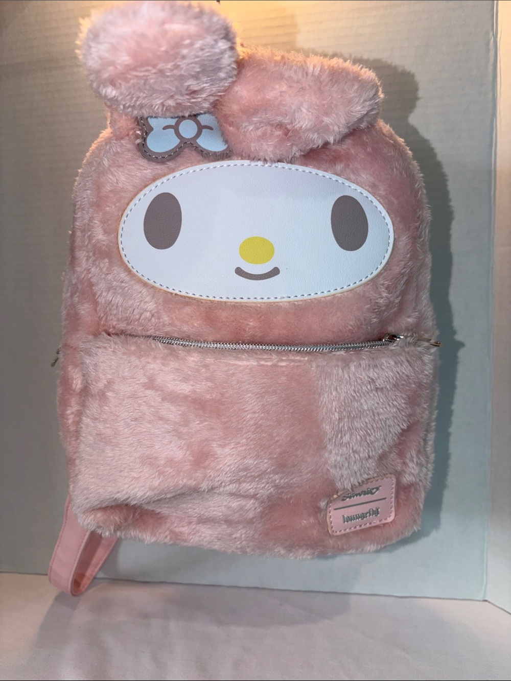 Sanrio My Melody Plush Pink Kids Backpack with Face Detail